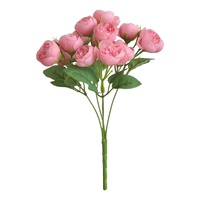 Meilleure vente transfrontalière : Bouquet de 15 têtes de fleurs artificielles en soie (Lotus rosé simulé, Rose thé, Pivoines) pour mariages