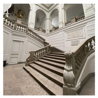 QUYANG Accueil Hôtel Décoratif Design Moderne Blanc Pierre Naturelle Rail Romain Balustre Extérieur Marbre Balcon Rampe Main Courante