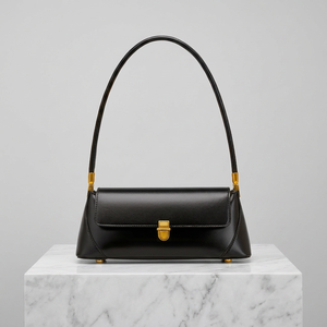 <b>Black</b> <b>Patent</b> Leather Shoulder Bag Underarm <b>Handbag</b> Flap Lock Purse for Daily Commuting - Product Image 2