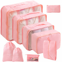 Cubes d'emballage de voyage en polyester à la mode sacs organisateurs d'emballage de bagages ensemble de stockage sac avec fermeture éclair