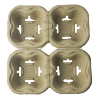 Support à gobelets jetable écologique en pâte à papier réutilisable pour 4 gobelets – Plateau de transport à emporter