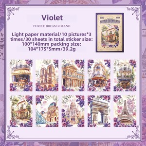 Colección de Escenas de Rosas, Pegatinas Decorativas Retro para Cubiertas de <span class=keywords><strong>Libros</strong></span> de Arquitectura, Material de Papel No Adhesivo para Diario - Product Image 6