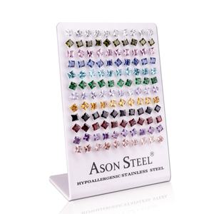 Présentoirs pour boucles d'oreilles en or, boucles d'oreilles clous en pierre à prix abordable, ensemble de boucles d'oreilles en acier inoxydable - Product Image 5