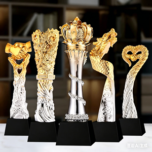 Trofeo <span class=keywords><strong>de</strong></span> Resina Chapado en Oro Colorido <span class=keywords><strong>de</strong></span> Alta Gama Creativo y Más Vendido para Fútbol, Baloncesto, Voleibol, Bádminton - Product Image 4
