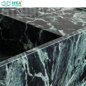 HZX Natural Alpes Verde Mármore Verde Pia Do Banheiro Handmade Navio Vanity <span class=keywords><strong>Basin</strong></span> Lavatório De Pedra Ecológico - Product Image 2