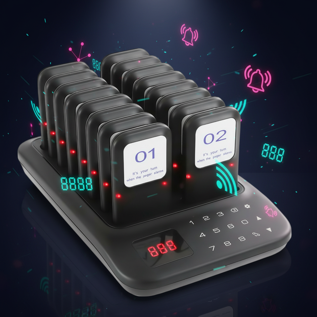 Coaster Style Wireless Paging System Guest Pagers for Restaurant, Food Truck & Church Events