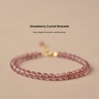 Bracelet en quartz fraise naturel, agate, calcédoine, jade, cristal, strass, perles de 3 mm, motif floral mignon, pour femmes, bijoux