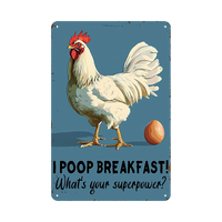 Amusant 12 \ "x 8 \" Tin Signs Funny Chicken Coop Warning Sign UV Printed Outdoor Chicken House Decor Metal Gift for Chicken Lovers