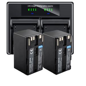 BP-955通用串行总线液晶双充电器，带2包BP-955/945/950电池，适用于红色凯莫多佳能XF100 XF300 XH A1 - Product Image 1