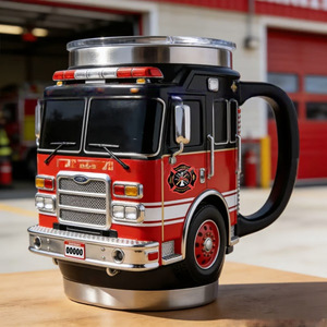 แก้วน้ำเรซิ่นรูปรถดับเพลิง แก้วเก็บความร้อน ของขวัญสำหรับนักดับเพลิง - Product Image 1