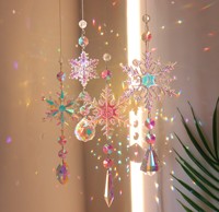 Carillon éolien en cristal, flocon de neige de Noël, lumière arc-en-ciel suspendue, décoration de fenêtre et d'arbre, attrape-rêves, édition limitée