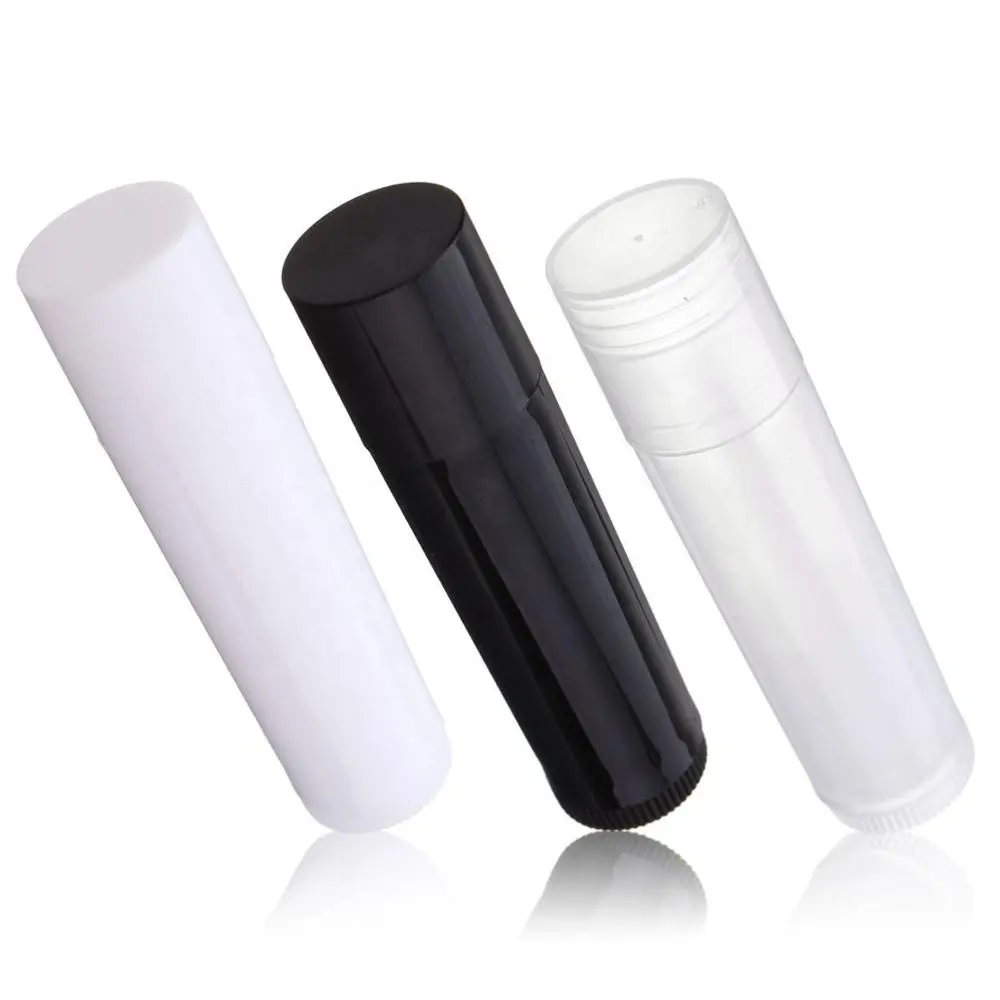 Tube d'emballage de baume à lèvres vide Tube de baume à lèvres personnalisé pour conteneur de rouge à lèvres artisanal 5g 5ml plastique cosmétique clair noir blanc