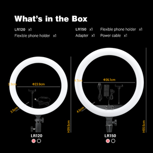 Lampe <span class=keywords><strong>annulaire</strong></span> LED Lr120, lumière <span class=keywords><strong>annulaire</strong></span> bicolore 3000k-6000k, lampes annulaires pour vidéo YouTube, éclairage de maquillage - Product Image 6