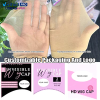 Logo personnalisé Super Thin HD Sheer Perruque Cap Nylon Bas Cap pour Faire des Perruques Tenue Forte Outils d'Extension de Cheveux-Pince