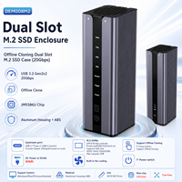 Boîtier SSD NVMe M.2 PCIe Gen3x4 double baie avec clonage hors ligne, USB3.2 Gen2x2 20 Gbit/s, ventilateur intégré, en aluminium, pour 2230-2280, max 8 To, clé M