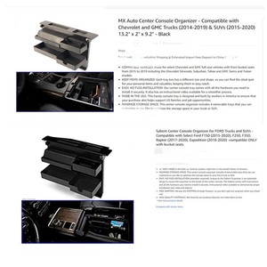 คอนโซลที่วางแขนในรถยนต์ Salient สำหรับ Chevrolet Silverado GMC Sierra ปี 2015-2018 ช่องเก็บของพลาสติก 4-7 ช่อง - Product Image 3