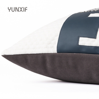 Cojín de sofá con patrón geométrico blanco y negro de lujo ligero, almohada de casa de alta calidad para sala de estar y cama, modelo Curry