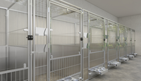 Cage pour chien moderne en acier inoxydable avec plateau en plastique, cage pour animaux de compagnie de luxe écologique pour une utilisation en intérieur et en extérieur