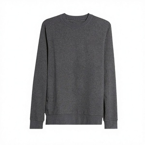 Sudadera de Manga Larga para Hombre, 350g, Tejido Terry Grueso Antiarrugas, 100% Algodón, Logotipo Frontal, Hombros Caídos, Color Sólido, Primavera-Otoño - Product Image 2