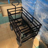 Chariot à double étage en maille noire avec remorque latérale amovible en acier