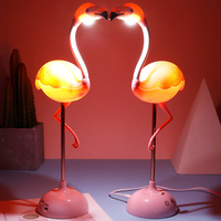 Lampe de table à led multifonctionnelle, flamands roses pour l'étude, veilleuse, créatif, jolie, chaude et romantique