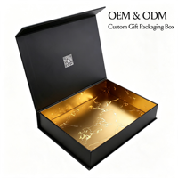 Boîte cadeau pliable en carton rigide noir mat de luxe avec logo personnalisé de qualité supérieure, fermeture magnétique vide