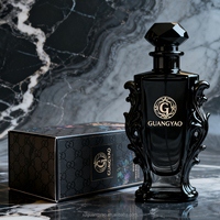 زجاجة عطر فاخرة مخصصة من الزجاج المصبوب سعة 50 مل و100 مل، زجاجة عطر رجالية سوداء فارغة مع علبة تغليف فاخرة للطلبات بالجملة
