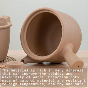 Cổ điển không tráng men đất nung Y Học Trung Quốc soong 3.17qt/3L đất nung tự nhiên gốm đậu nồi men có nắp đậy nồi đất sét cho - Product Image 4