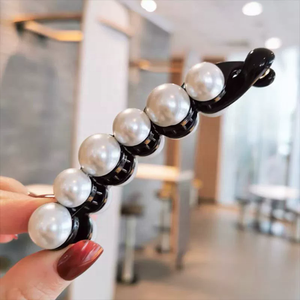 Barrette à cheveux en forme de banane pour femme Pince à cheveux en perles Pince à cheveux queue de cheval avec design unique en forme de banane - Product Image 5