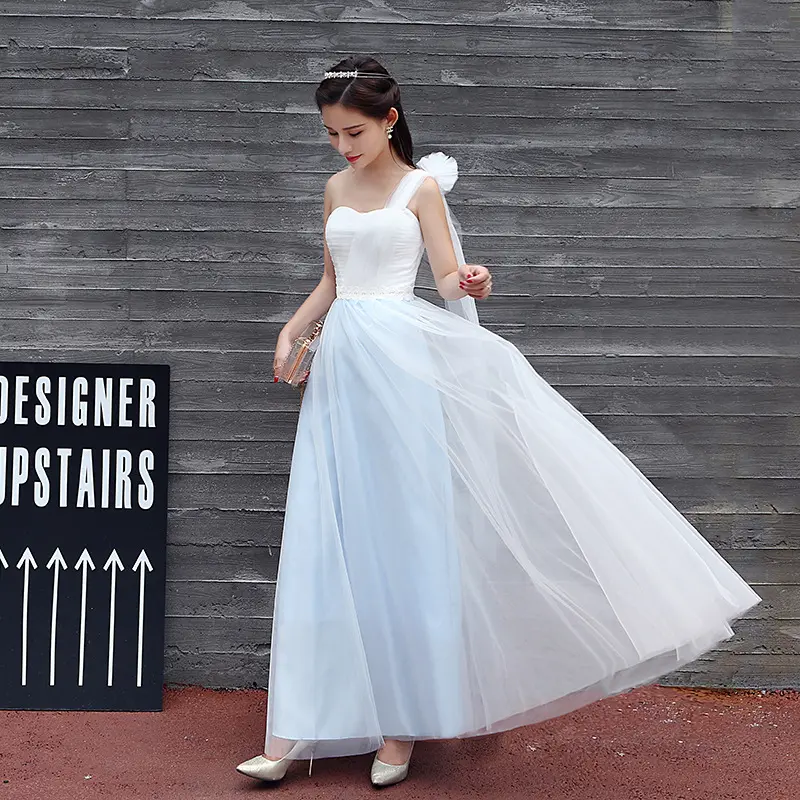 LAMYA वर पोशाक लंबे खंड 2020 गर्मियों नई शैली शादी की पतली वर बहनों स्कर्ट परी शाम पोशाक लंबे खंड