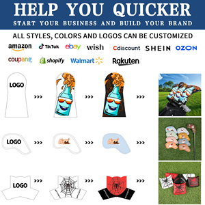 OEM ODM consegna rapida all'ingrosso Logo personalizzato nuovo Design pelle PU ricamo cani lama magnetica copri testa da Golf - Product Image 5