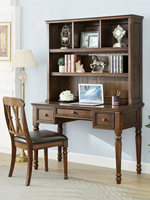 Bureau d'ordinateur en bois avec tiroirs, surface en bois de caoutchouc, design multifonctionnel pour bureau à domicile et étude des enfants