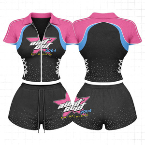 Custom Manufacture Streetwear <strong>Clothing</strong> New Fashion Women Two Piece Sets Custom with Zip up Shirt Smart Casual Women Clothes - Product Image 1