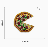 Nouvelle Écusson en Toile Brodé Personnalisé en Forme de Tranche de Pizza, Thème Alimentaire, Adhésif Thermocollant pour Casquettes, Maillots de Basketball, Multi-usages