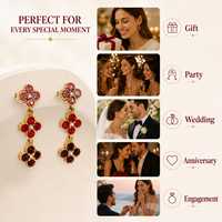 Pendientes de Trébol de Cristal Multicolor de Lujo Ligero, Acero Inoxidable, Chapado en Oro de 18K PVD, Pendientes de Tenis Arcoíris, Joyería para Mujer