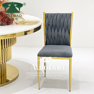 Salón de Bodas de Oro de acero inoxidable de terciopelo tejido tapizar Silla de moda para restaurante - Product Image 1