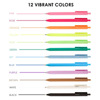 Stylos gel rétractables à pointe fine colorés de 0.6mm marqueurs de croquis de journalisation multicolores Pack 12 pour la fabrication de cadeaux artisanaux