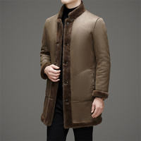 Nouveau Manteau Long en Fausse Fourrure Double Face Respirant et Écologique pour Homme, Col Montant, Boutonnage Simple, Tendance Hiver