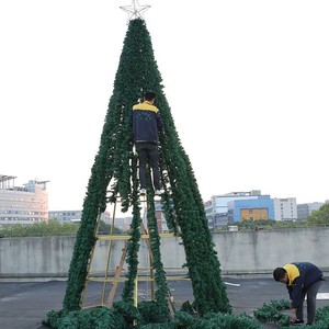 Personnalisé 10M 30 pieds LED géante PE PVC grandes lumières de Noël artificielles floquées vertes à l'extérieur de l'arbre de Noël - Product Image 4