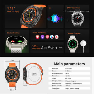 NFC SOS pusula uzun Cruise 3ATM <span class=keywords><strong>Smartwatch</strong></span> prof <span class=keywords><strong>Smartwatch</strong></span> ile yeni AM32 AMOLED 1.43 inç dokunmatik ekranlı akıllı saat - Product Image 2