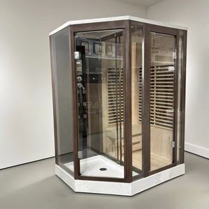 BAIYAO <span class=keywords><strong>Sauna</strong></span> <span class=keywords><strong>hammam</strong></span> moderne, salle de vapeur, nouveau style, salle de bain intérieure, douche à vapeur infrarouge, bois de pruche - Product Image 4