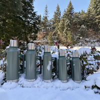 Termos Stainless Steel Kapasitas Besar, Botol Air Terisolasi Portabel dengan Pegangan Samping, untuk Perjalanan, Berkemah, dan Mobil