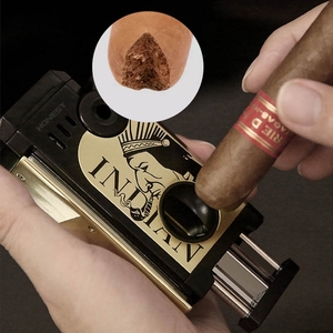 Encendedor de Cigarros Premium con Cinco Llamas, Cortador en V Integrado, Antorcha de Butano Resistente al Viento - Product Image 1