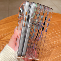 Étui de téléphone magnétique transparent en PC pour iPhone 13 14 15 16 17 Pro Max, coque de protection antichoc avec coque rigide transparente
