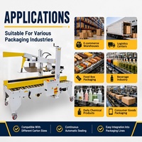 Machine de scellage de cartons entièrement automatique Goldtec GTF-AT5050 certifiée CE, avec pliage de rabats et ajustement automatique du ruban adhésif supérieur et inférieur