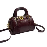 Sac fourre-tout Boston haut de gamme en cuir véritable fait sur mesure pour femme, petit sac à bandoulière en cuir huilé, style urbain
