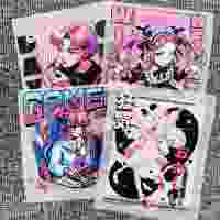 Transferts DTF Fille Otaku Gamer Mignonne, Autocollant Thermocollant Anime Japonais Kanji, Impression à Chaud Fille Dessin Animé pour Vêtements et Bricolage