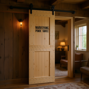 Porte de grange en pin massif Narvik, 27,6 x 82,7 pouces, non finie, style ferme, pour intérieur - Product Image 2