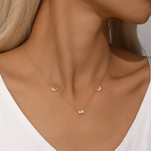 Colliers pendentifs CANNER en argent sterling S925 avec zircon, motifs géométriques, papillon, cœur, nœud et fleur, pour femmes, style simple - Product Image 5