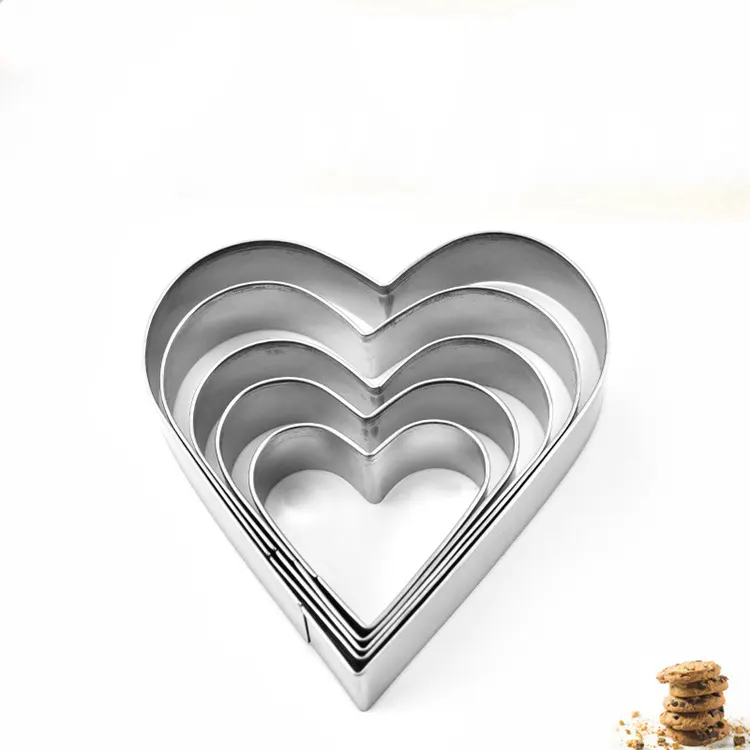 5 pièces/ensemble coeur forme emporte-pièce gâteau anneau Fondant Sugarcraft bonbons Biscuit moule bricolage outils de cuisson pour mariage